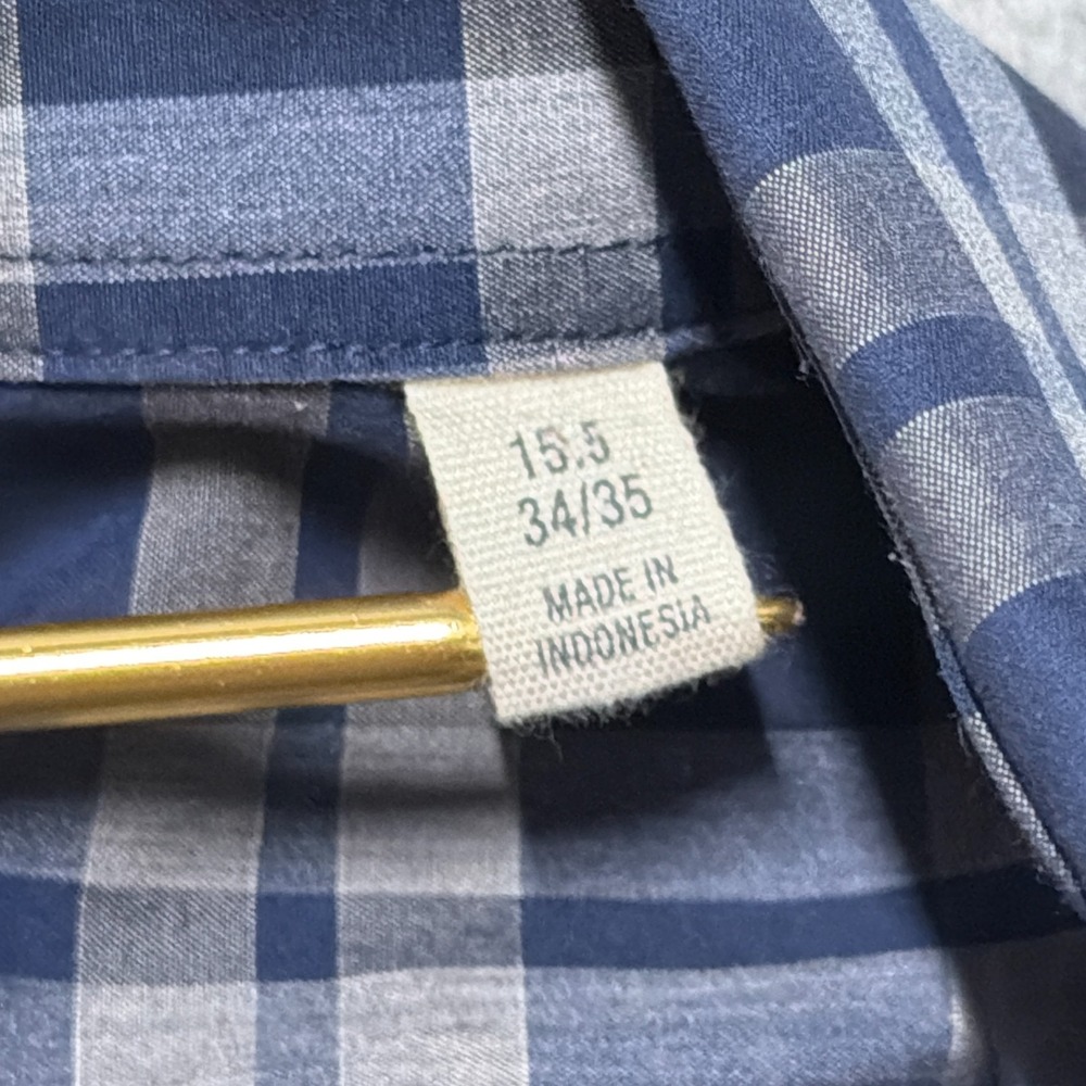 Todd Snyder Dress Shirt Mens 15.5 34/35 Blue Plaid Cotton Melange Yarns Business - Picture 4 of 8